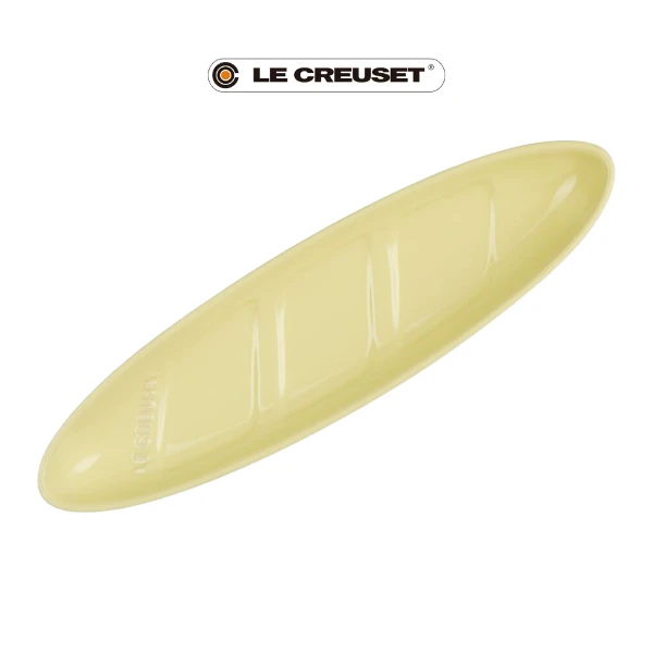【Le Creuset】造型瓷器法國麵包盤(艾莉絲黃)