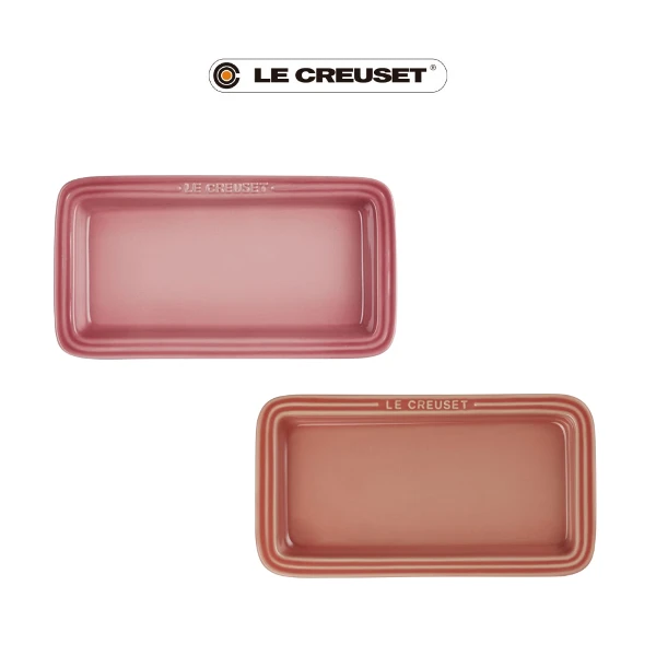 【Le Creuset】造型瓷器長方盤 25cm(鮭魚粉/薔薇粉)
