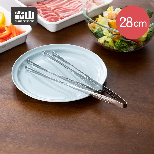 【日本霜山】一體成形304不鏽鋼細長料理夾/烤肉夾-28cm(不鏽鋼夾/食物夾/廚房夾)
