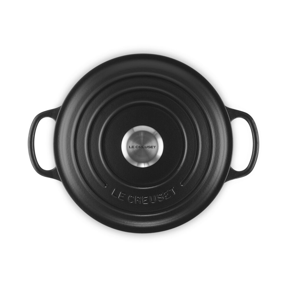 Le Creuset】典藏深圓鐵鍋24cm (鋼頭-內鍋白)(沉靜黑) - 全聯全電商