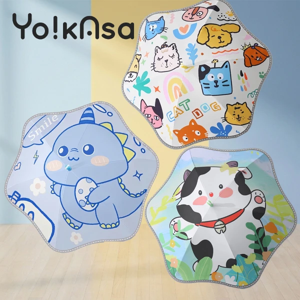 【Yo!kAsa】防曬黑膠晴雨兩用兒童卡通傘 趣味滾輪PRO款(三款任選)