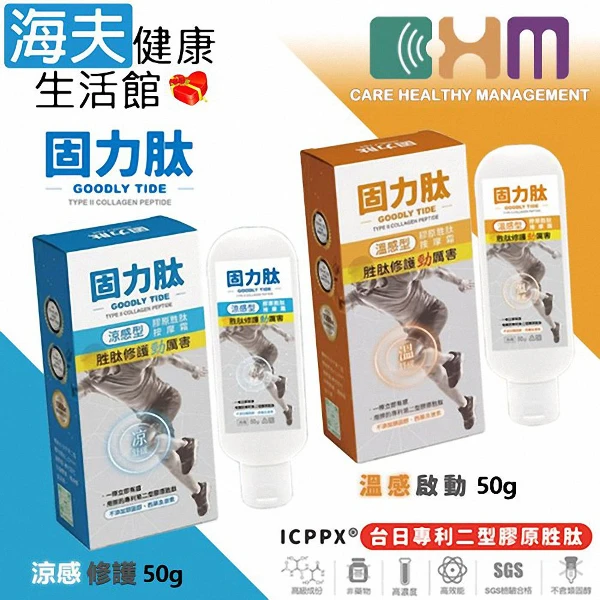 【海夫健康生活館】固力肽 台日專利 膠原胜肽按摩霜(涼感型50g+溫感型50g)