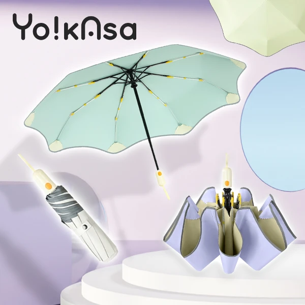 【Yo!kAsa】甜蜜圓角自動防曬遮陽折傘 雨傘 口袋傘(六款任選)