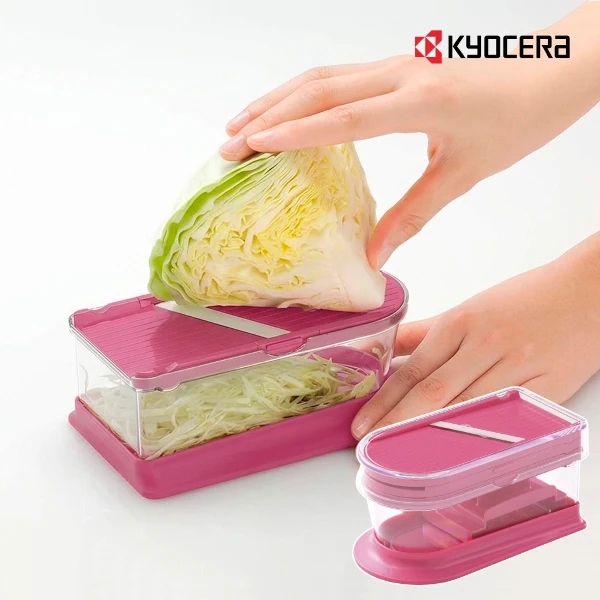 【Kyocera 日本京瓷】日本製陶瓷多功能削皮/刨絲/調理器(6件組,魅力粉(原廠總代理))