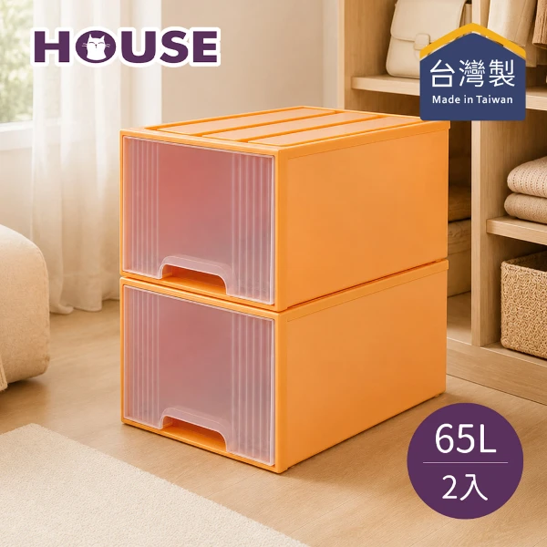 【HOUSE 好室喵】大桔子65L置物箱(2入)