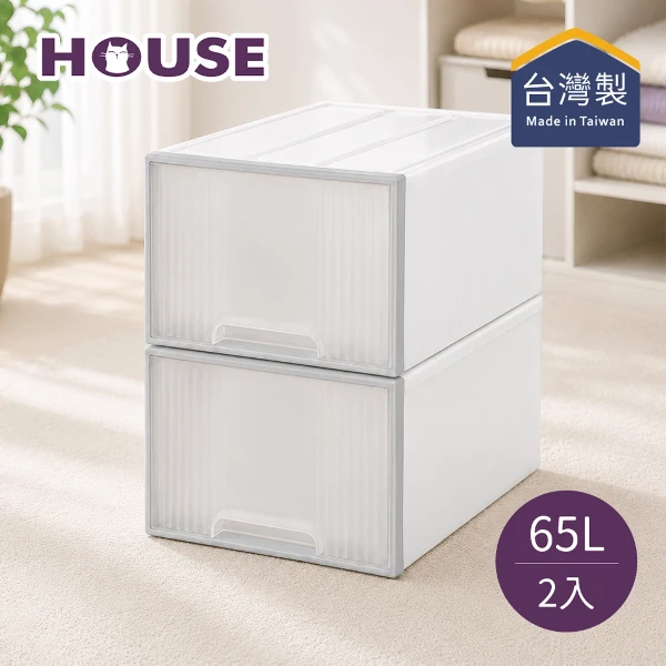 【HOUSE 好室喵】純白65L置物箱(2入)