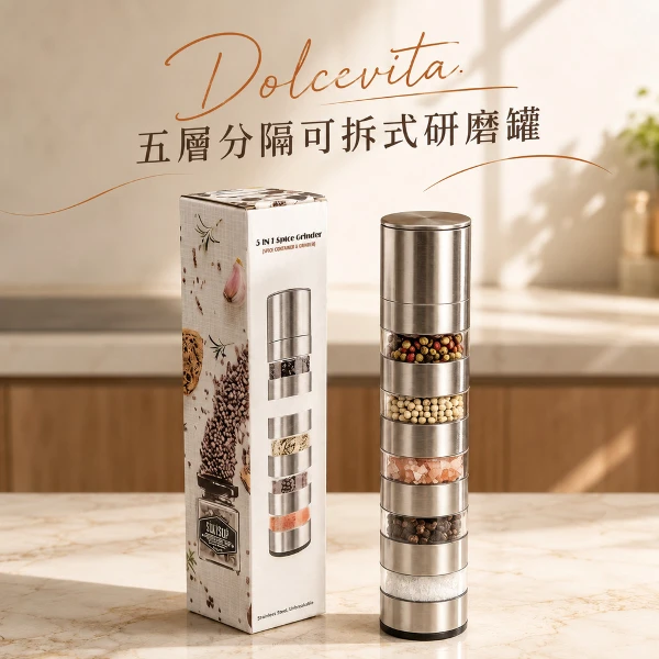 【Dolcevita】五層分隔可拆式研磨罐(1件)