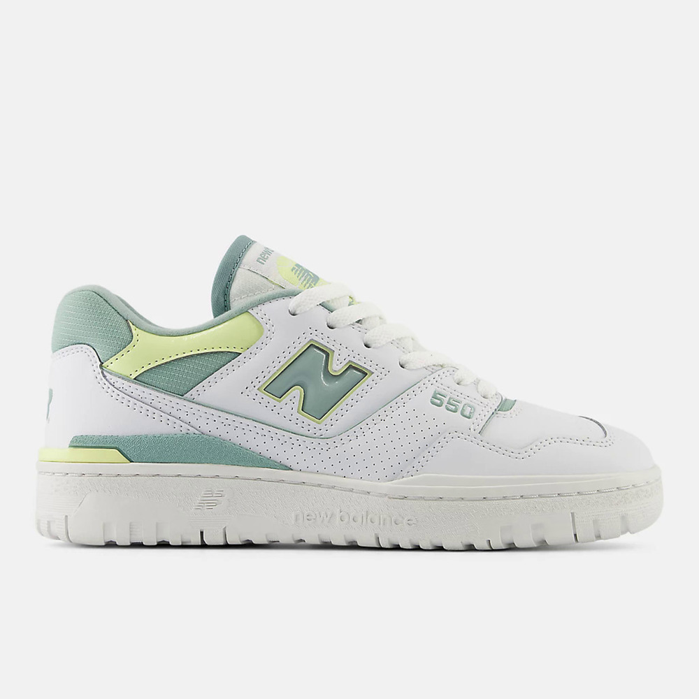【NEW BALANCE】女 休閒鞋 B楦 復古 經典 簡約 NB 550 皮革 百搭 抹茶綠 白(BBW550EB)