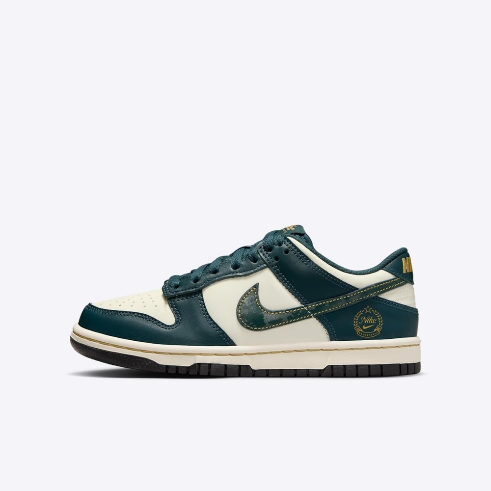 【NIKE】Dunk Low GS 大童 休閒鞋 運動 經典 低筒 舒適 燙金 墨綠(FB9109-301)