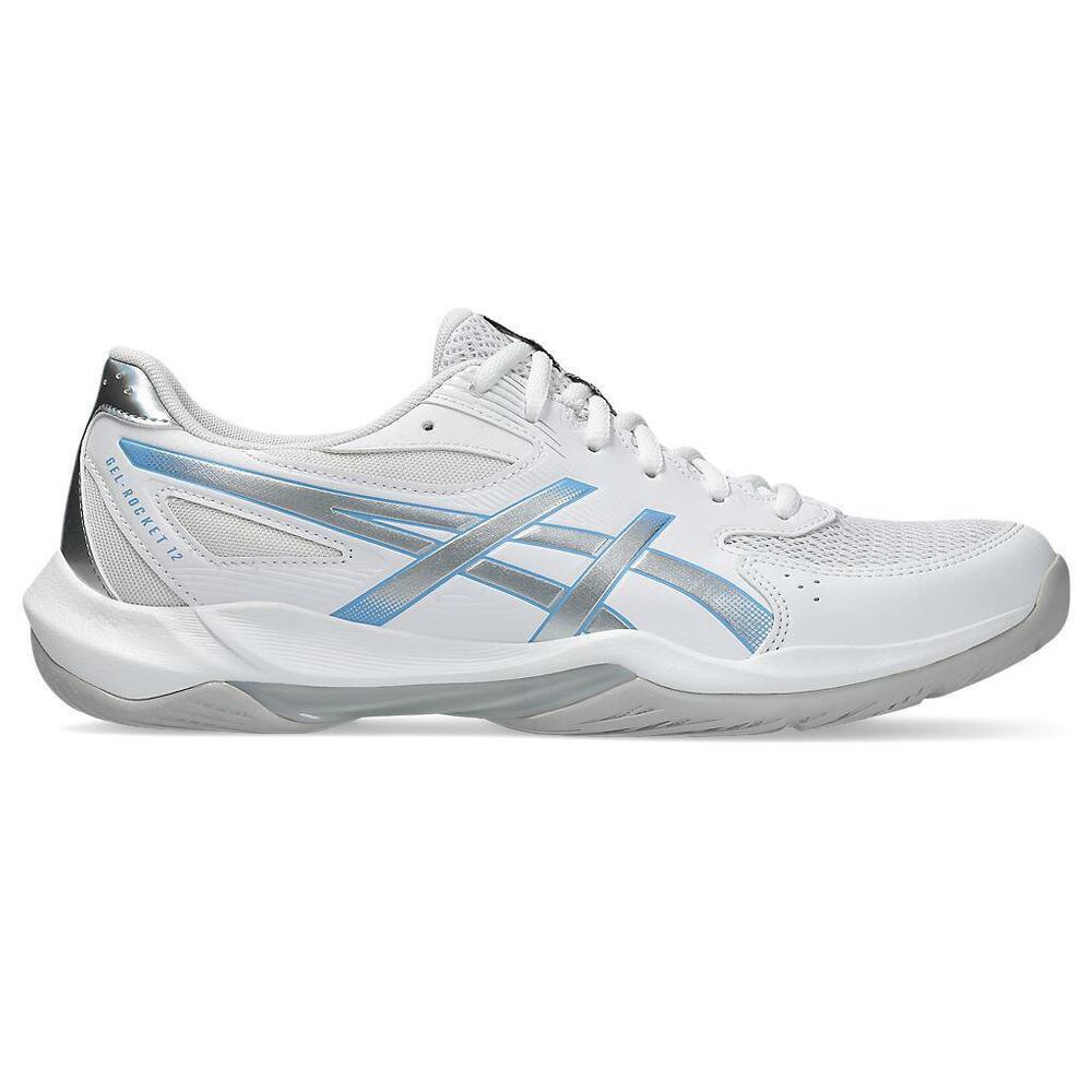 【ASICS】GEL-Rocket 12 男 排球鞋 羽球鞋 穩定 回彈 白 銀藍(1071A116-104)