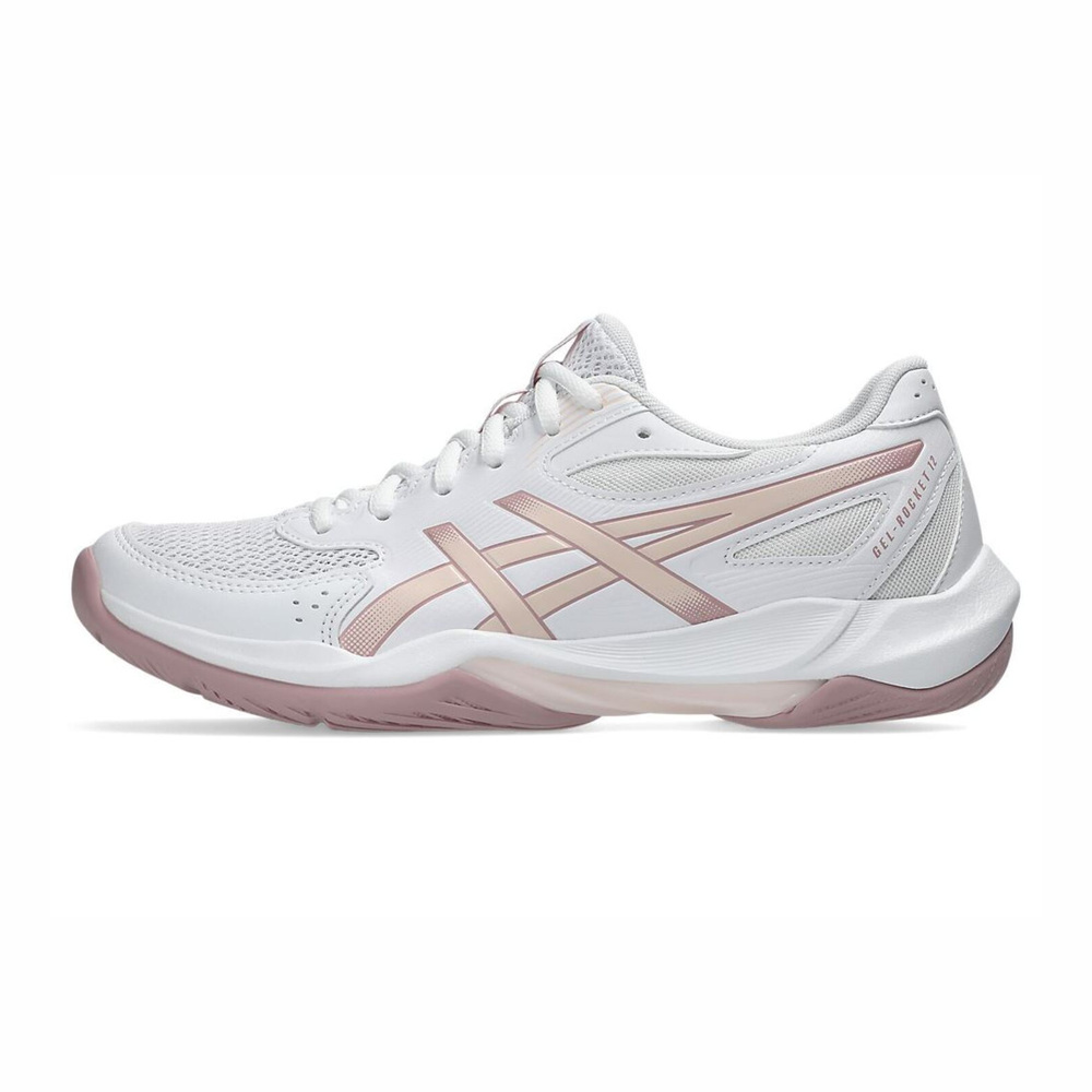 【ASICS】GEL-Rocket 12 女 排球鞋 羽球鞋 室內運動 白 粉紅(1072A119-103)