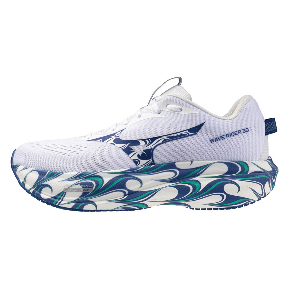 【MIZUNO】Wave Rider 30 男 慢跑鞋 支撐 緩震 30週年紀念 白 藍(J1GU262382)