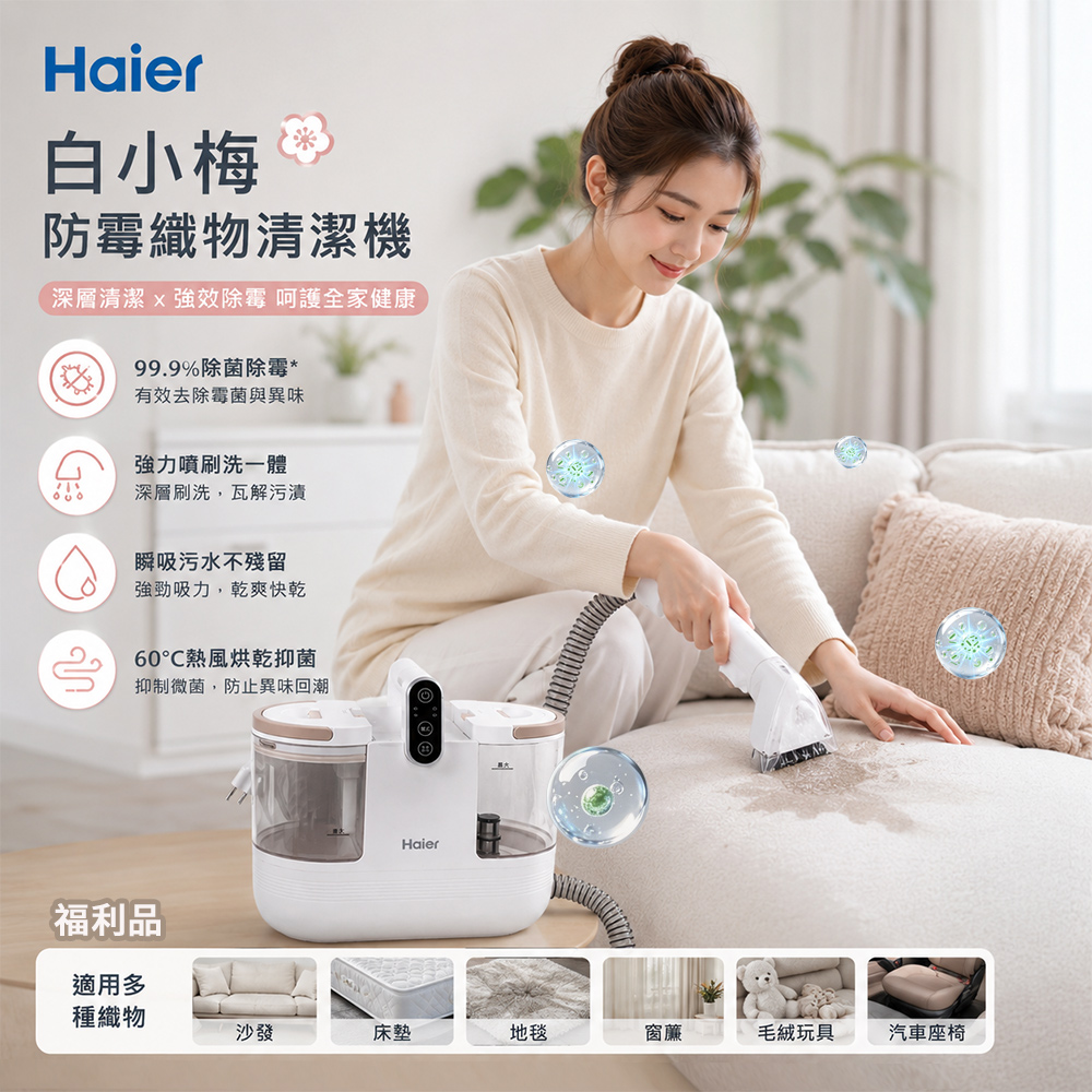 【Haier 海爾】A級福利品 白小梅防黴織物清潔機(R6)
