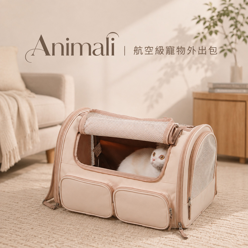 【Animali】航空級寵物外出包(黑/粉)