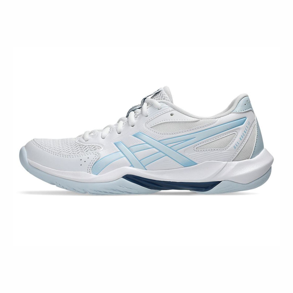 【ASICS】GEL-Rocket 12 女 排球鞋 羽球鞋 室內運動 緩震 白水藍(1072A125-100)
