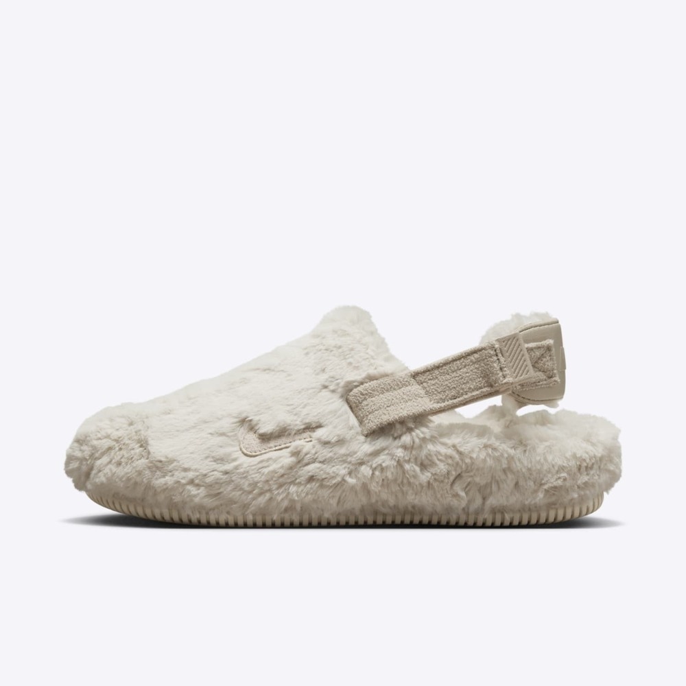 【NIKE】W Calm Mule SE 女 穆勒鞋 涼鞋 懶人鞋 休閒 絨毛 米色(FZ3118-100)