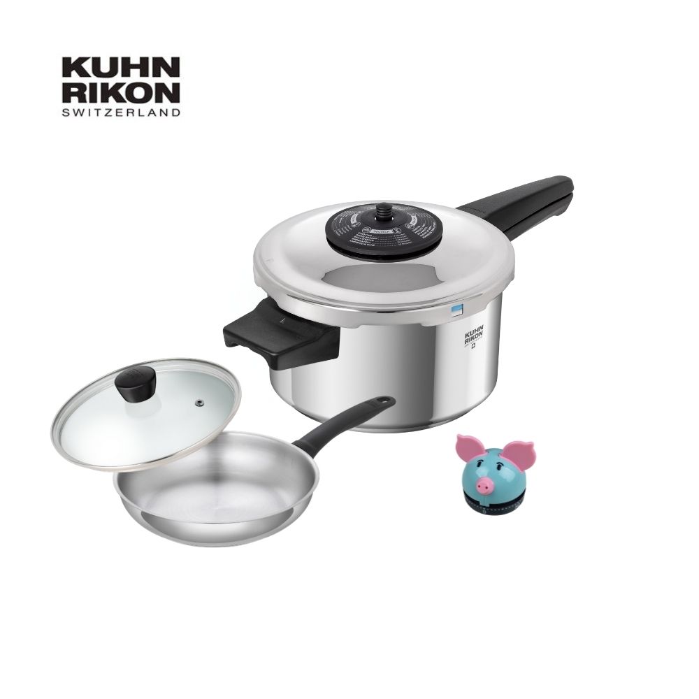 【KUHN RIKON 瑞康屋】瑞士壓力鍋典藏款單柄3.5L(贈典藏不鏽鋼鍋20cm含蓋、計時器)