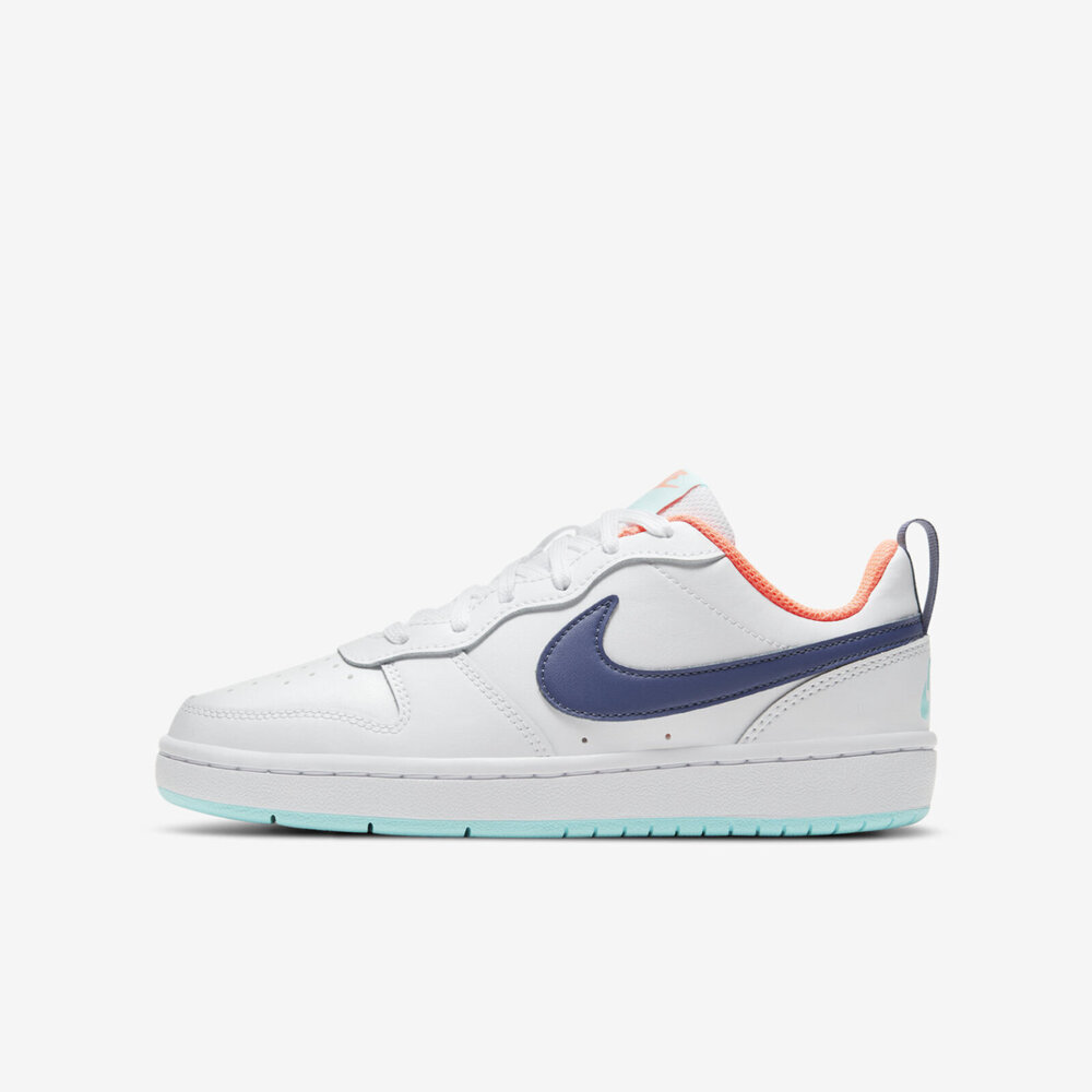 【NIKE】Court Borough Low 2 GS 大童 休閒鞋 運動 皮革 穿搭 白藍橘(BQ5448-112)