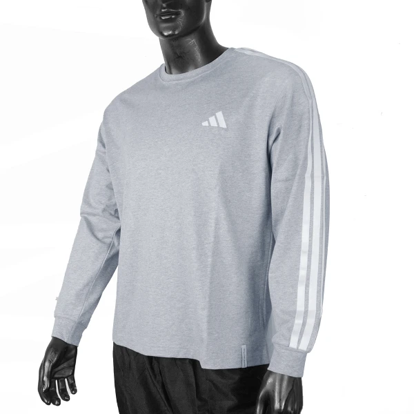 【adidas 愛迪達】Es+ 3s LS Tee 男女 長袖上衣 休閒長袖 純棉 灰(KF3730)