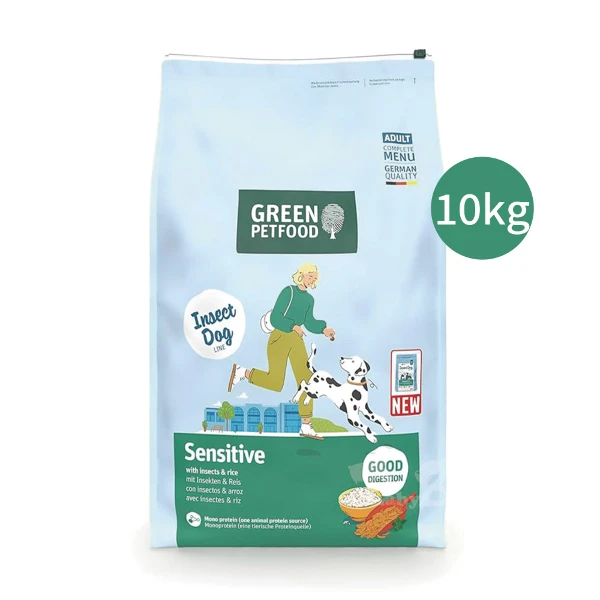 【Green Petfood 德國綠自然】即期良品 昆蟲蛋白+大米 無麩質低敏成犬飼料 10KG 效期20270304(敏感配方 狗飼料 乾糧 綠色食品 )