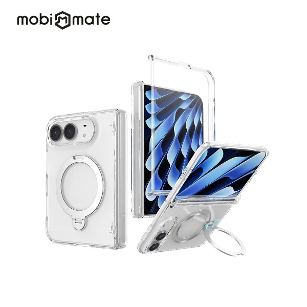 【Mobi Mate Life】iPhone Duo 磁吸旋轉支架抗黃保護殼-透明((不含玻璃保護膜))