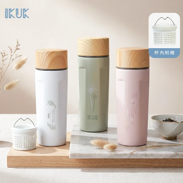 【IKUK 艾可】真陶瓷保溫杯-真瓷濾茶器茗茶保溫杯500ml-贈長杯刷(陶瓷內蓋/陶瓷咖啡杯/陶瓷保溫瓶/咖啡保溫杯)