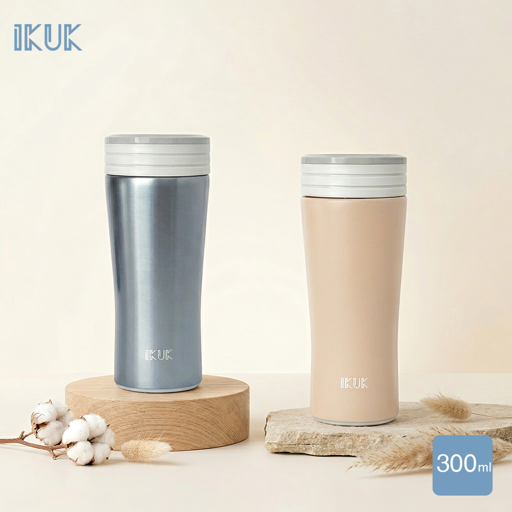 【IKUK 艾可】真陶瓷保溫杯-旋蓋簡約陶瓷杯300ml((運動登山杯/環保隨行杯/口袋杯/陶瓷保溫瓶/咖啡保溫杯))