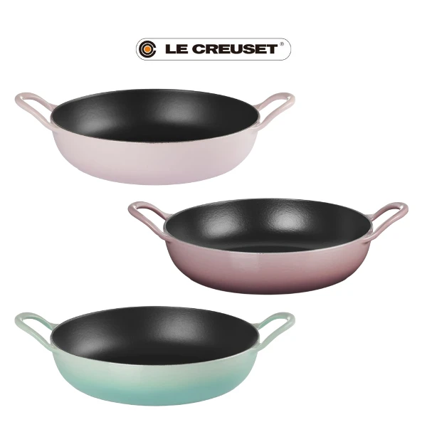 【Le Creuset】琺瑯鑄鐵BBQ鐵烤盤 26cm(雪紡粉/錦葵紫/薄荷綠)
