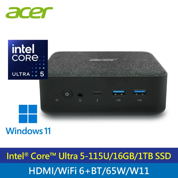 【Acer 宏碁】RB102 U5-115U/16G/1TB/W11 迷你電腦(U5115U16G1TBW11)