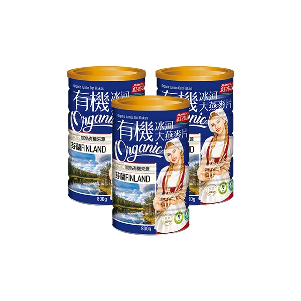【紅布朗】有機冰河大燕麥片(800g*3罐)