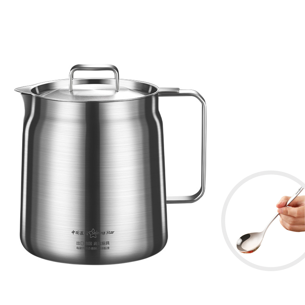 油壺 PUSH!】餐廳廚房用品304不銹鋼濾油壺帶蓋過濾防漏倒油瓶濾油隔油壺