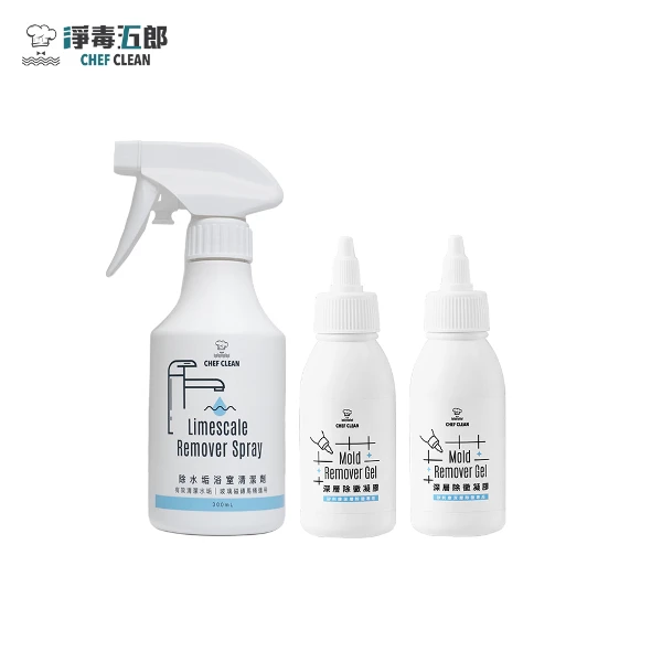 【淨毒五郎】除水垢浴室清潔劑300mL+深層除黴凝膠100gx2(浴廁清潔組)