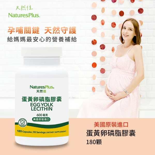 【NaturesPlus 天然佳】蛋黃卵磷脂膠囊 600毫克 (非大豆來源)｜哺乳塞奶救星、孕期營養(180顆/瓶)