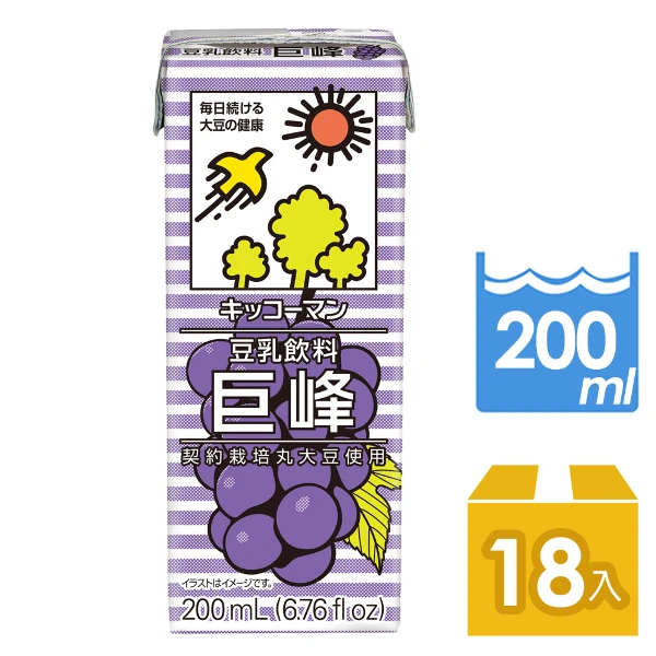 【龜甲萬】龜甲萬豆乳-巨峰葡萄風味(200mlx18入/箱)