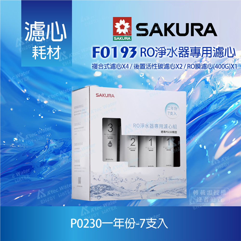 【SAKURA 櫻花】【SAKURA 櫻花】F0193 RO淨水器專用濾心 二年份《7支入》(1組)