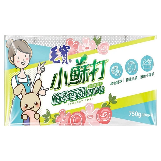 【毛寶】小蘇打植萃香氛家事皂-蜜蘋寶寶香(150g*5入)