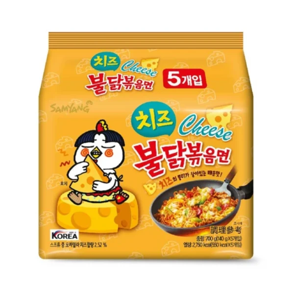 【三養】火辣雞肉風味鐵板炒麵 起司風味(140g*5入)