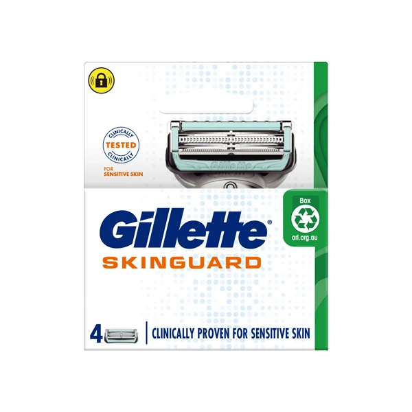 【Gillette 吉列】SkinGuard 紳適系列刮鬍刀頭4入(1盒)