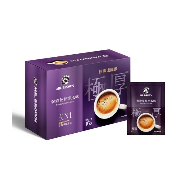 【伯朗】極厚系咖啡 奢濃曼特寧風味三合一(23g*15入)