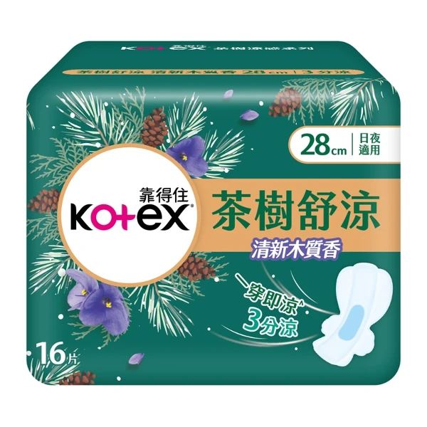 【靠得住】茶樹舒涼棉-清新木質香28cm(16片)
