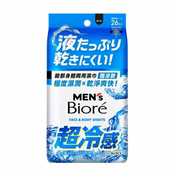 【MEN's Biore】臉部身體兩用濕巾-酷涼款(26片)