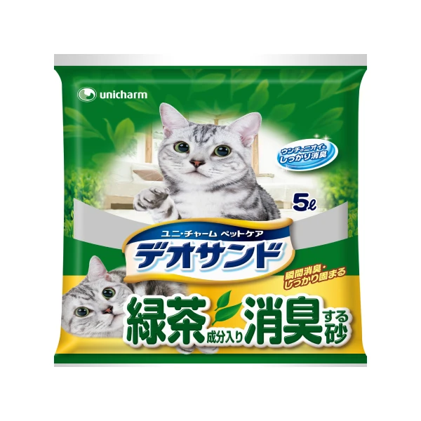 【NON-BRAND】日本Unicharm消臭大師 尿尿後消臭貓砂-綠茶香(5L)