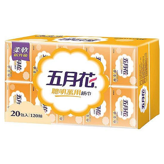 【MAY FLOWER 五月花】聰明萬用紙巾(面紙)(120抽*20包)